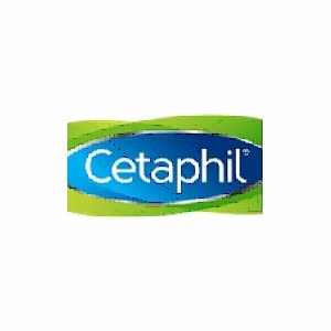 Cetaphil Logo mit weißer Schrift auf blauem Hintergrund und grünem Wellenrand – dermatologische Hautpflege